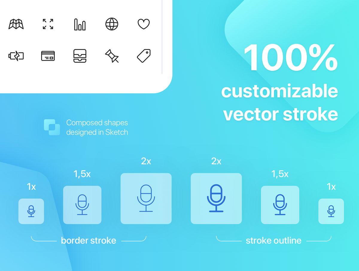 140个高质量UI设计矢量线性图标集 UI Essential - Outline Icon Set_img_2