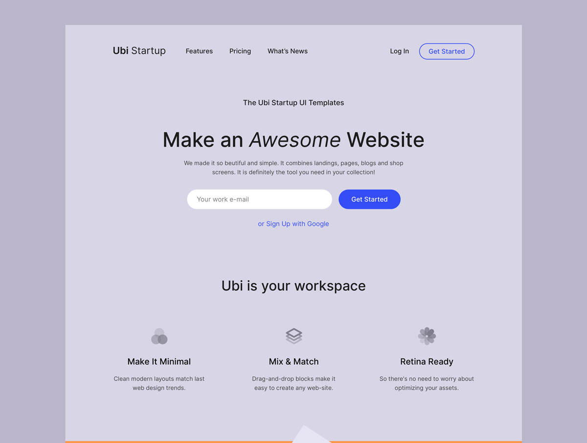 2个现代典雅创意工作室网站设计模板集 Ubi Startup Templates_img_2