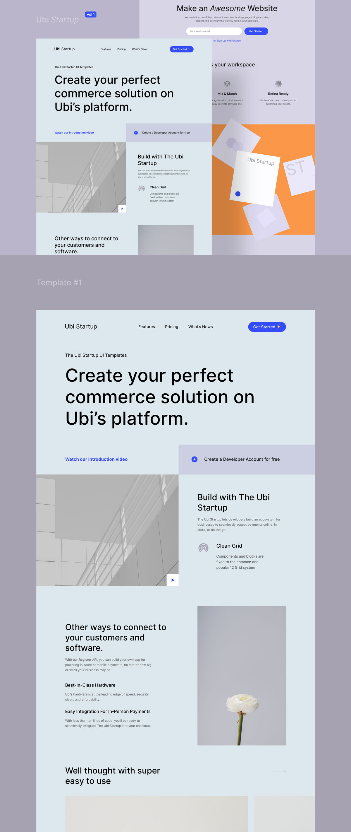 2个现代典雅创意工作室网站设计模板集 Ubi Startup Templates_img_2