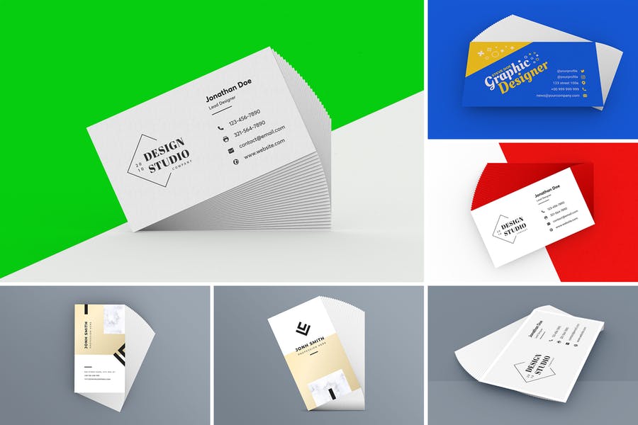 9款高质量商务名片设计样机模板 Business Card Mockup 1.0_img_2