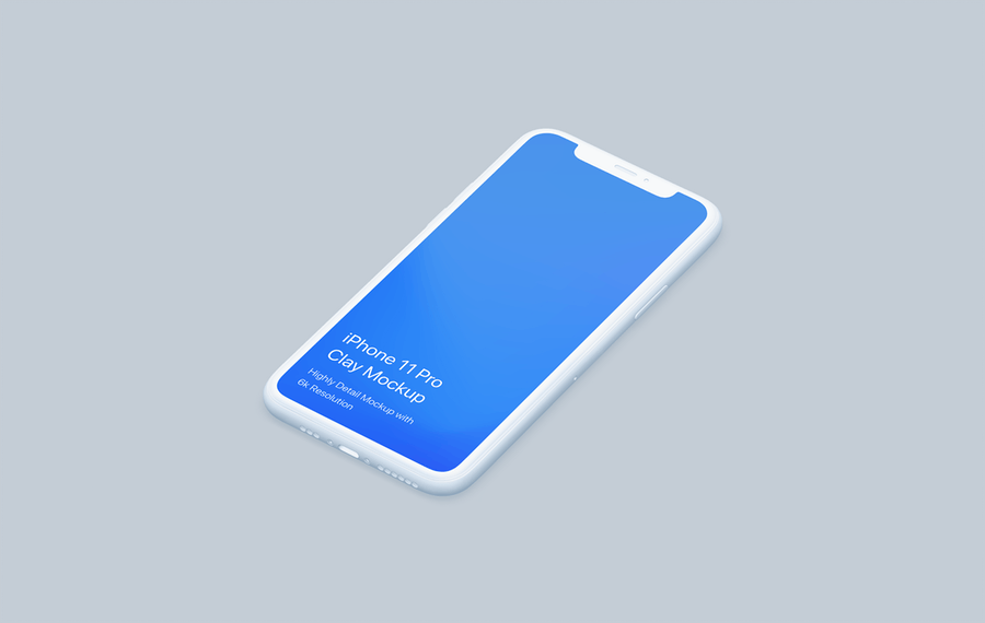 全新多角度陶瓷材质iPhone 11 Pro手机样机模板 Clay iPhone 11 Pro Mockup - Clay Mockup Scenes_img_2