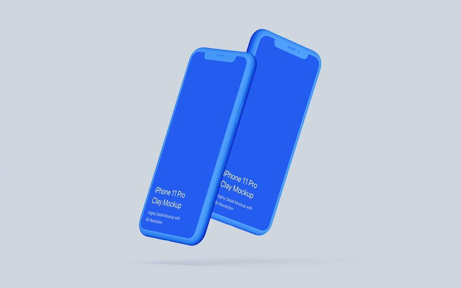 全新多角度陶瓷材质iPhone 11 Pro手机样机模板 Clay iPhone 11 Pro Mockup - Clay Mockup Scenes_img_2