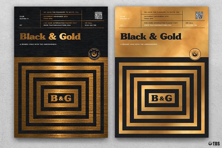 10款A4音乐会主题黑色&金色宣传单设计模板套装 10 Minimal Black & Gold Flyer Bundle_img_2