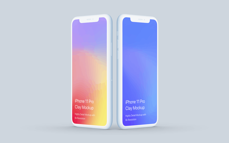 全新多角度陶瓷材质iPhone 11 Pro手机样机模板 Clay iPhone 11 Pro Mockup - Clay Mockup Scenes_img_2