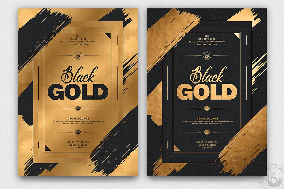 10款高端黑色&金色宣传单设计模板套装V2 10 Black and Gold Flyers Bundle V2_img_2