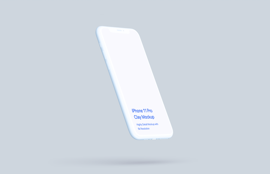 全新多角度陶瓷材质iPhone 11 Pro手机样机模板 Clay iPhone 11 Pro Mockup - Clay Mockup Scenes_img_2
