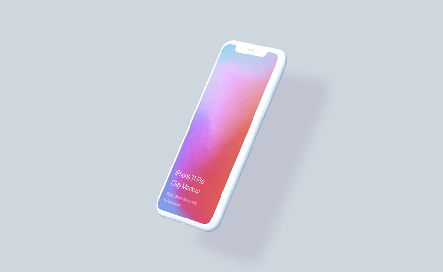 全新多角度陶瓷材质iPhone 11 Pro手机样机模板 Clay iPhone 11 Pro Mockup - Clay Mockup Scenes_img_2