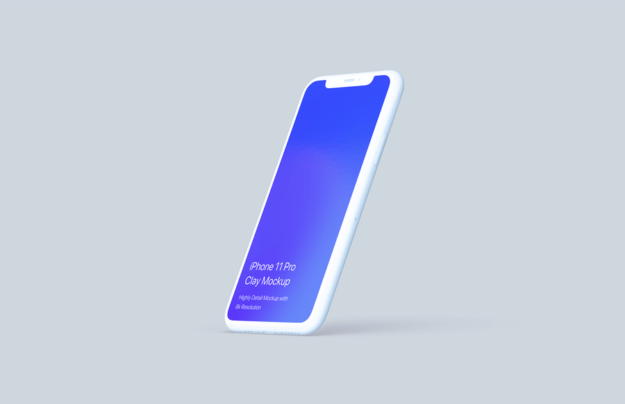 全新多角度陶瓷材质iPhone 11 Pro手机样机模板 Clay iPhone 11 Pro Mockup - Clay Mockup Scenes_img_2