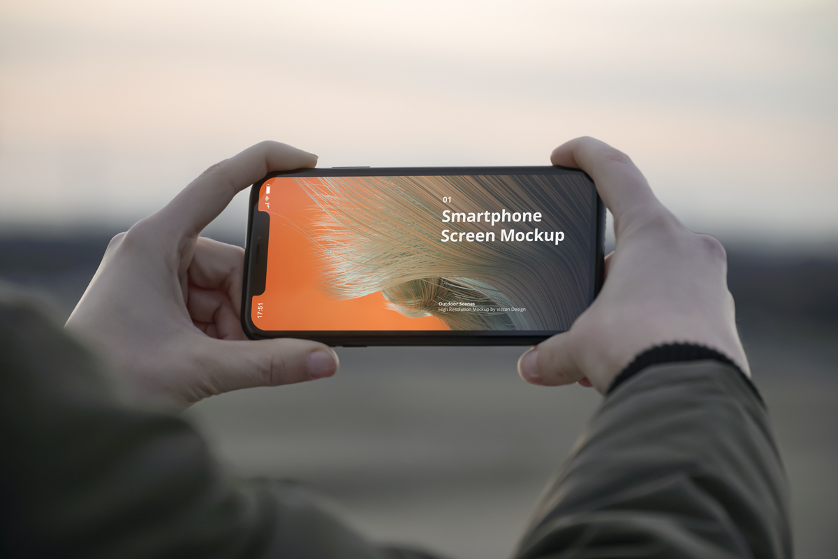 户外手持iPhone 11手机UI设计展示图样机模板 Phone Mockup Outdoor Scenes_img_2