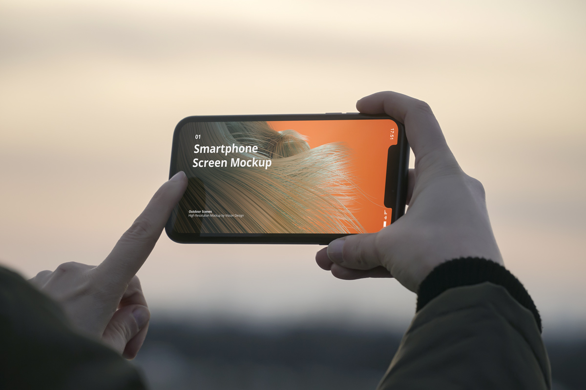 户外手持iPhone 11手机UI设计展示图样机模板 Phone Mockup Outdoor Scenes_img_2