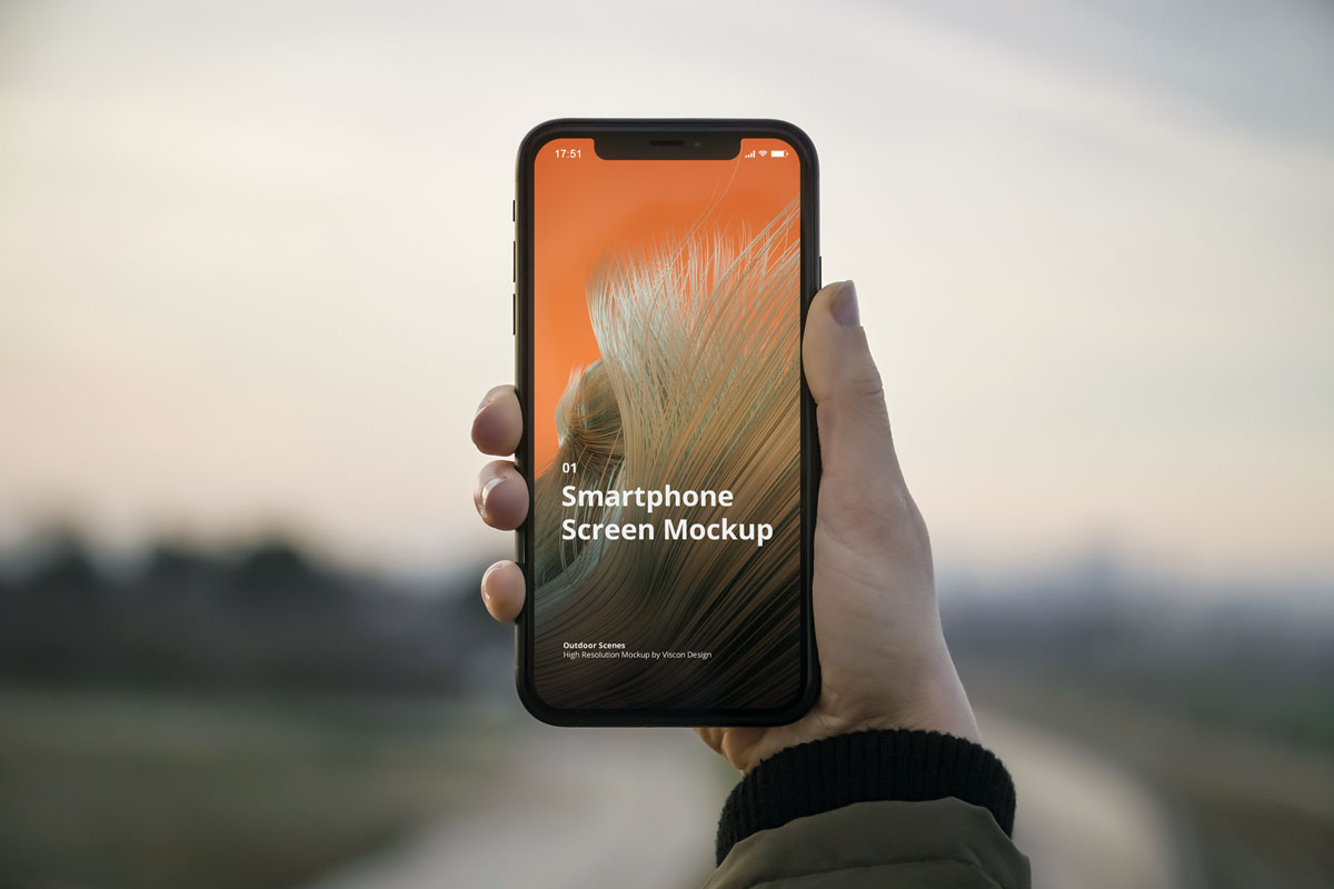户外手持iPhone 11手机UI设计展示图样机模板 Phone Mockup Outdoor Scenes_img_2