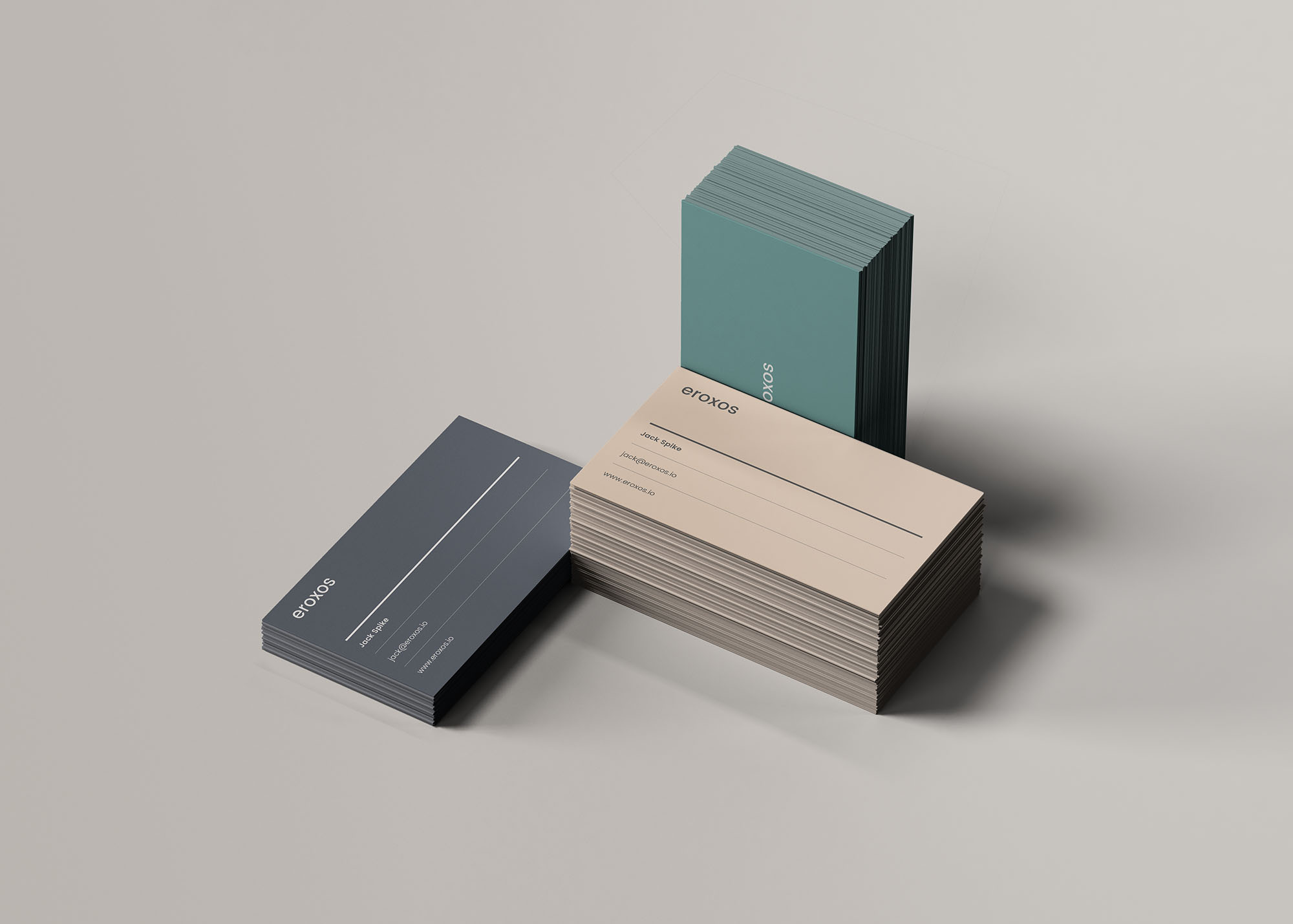 3个叠加商务名片设计样机模板 3 Business Card Stacks Mockup_img_2