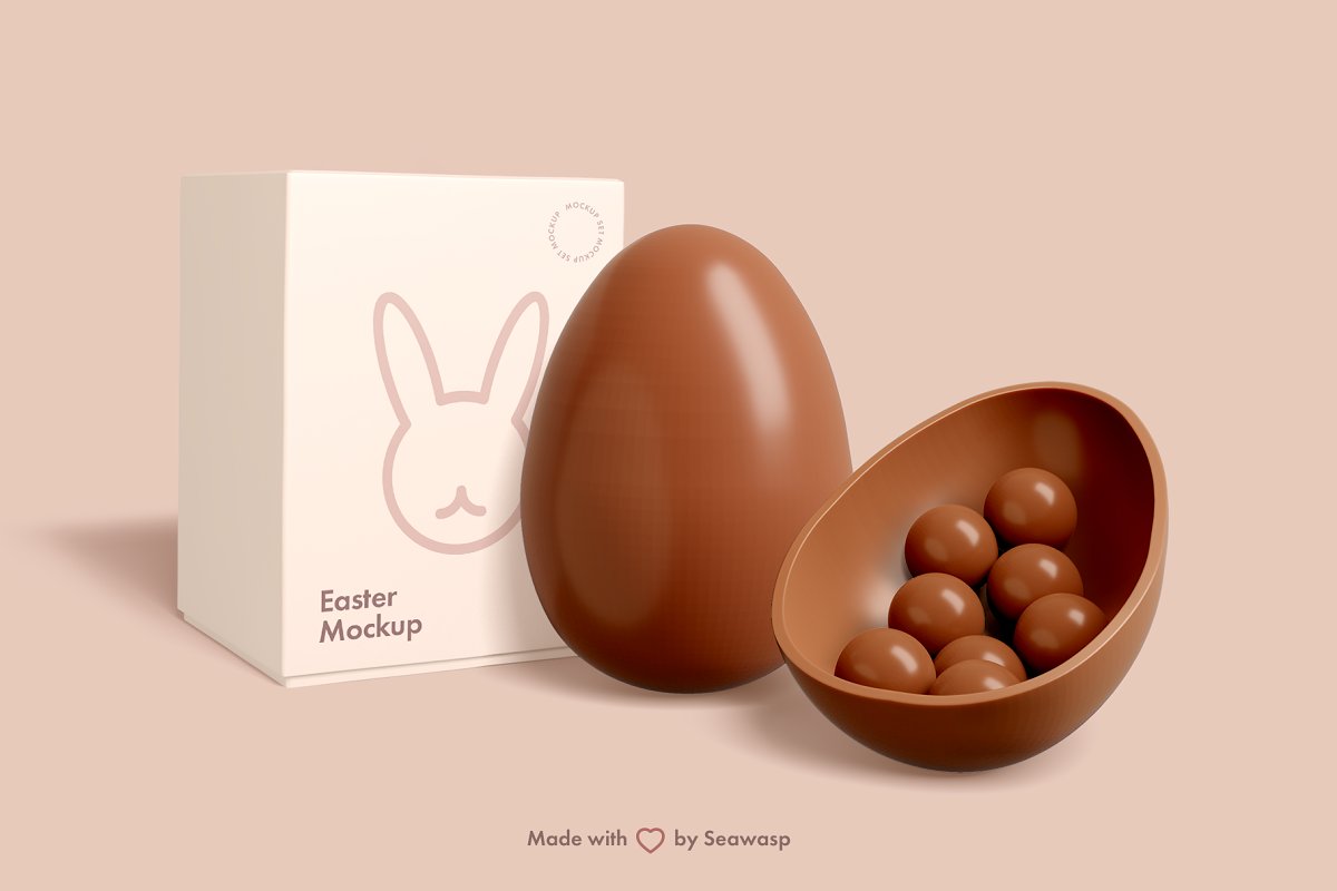 精致巧克力豆纸质包装盒外观设计效果图样机模板 Easter Chocolate Package Mockup_img_2