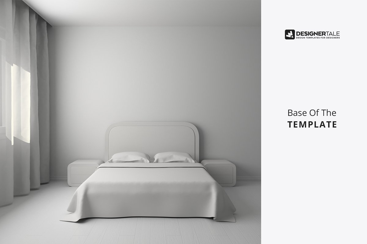 唯美卧室装修效果图展示样机模板 Bedroom Interior Objects Mockup_img_2