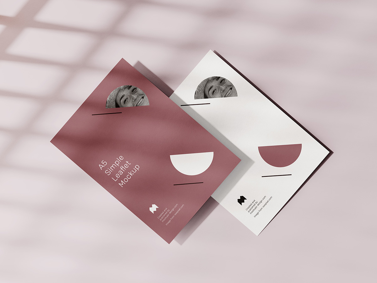 A5宣传单页海报设计展示效果图样机模板 A5 Leaflet Mockup_img_2