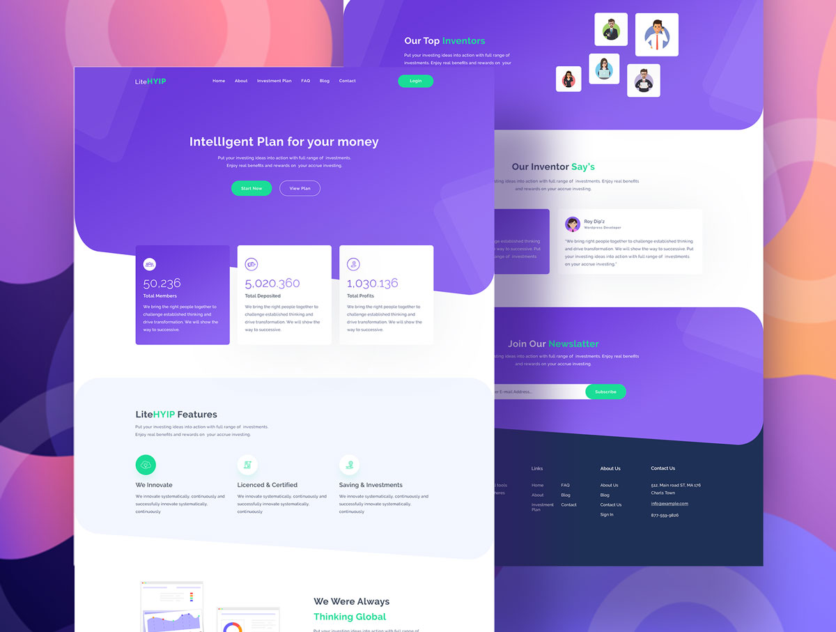 现代时尚金融投资网站设计模板 LiteHYIP – HYIP Investment Website Template_img_2