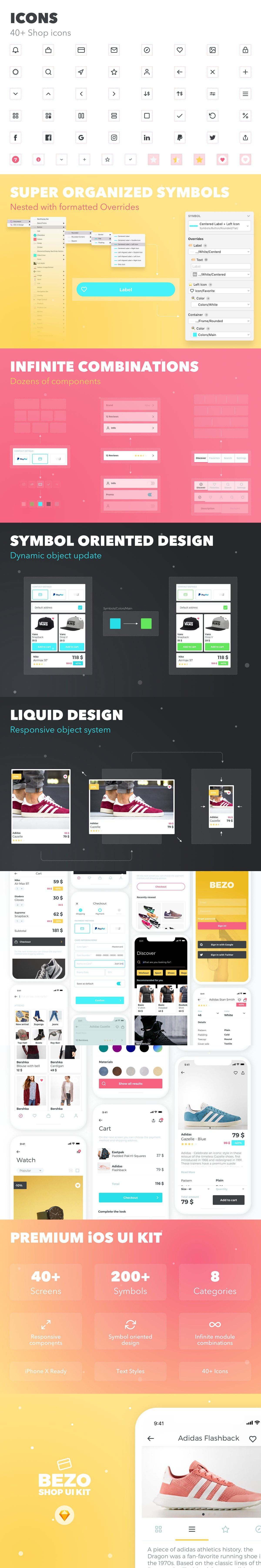 40多个电子商务界面购物商场APP设计模板UI设计工具包 BEZO Shop UI Kit_img_2