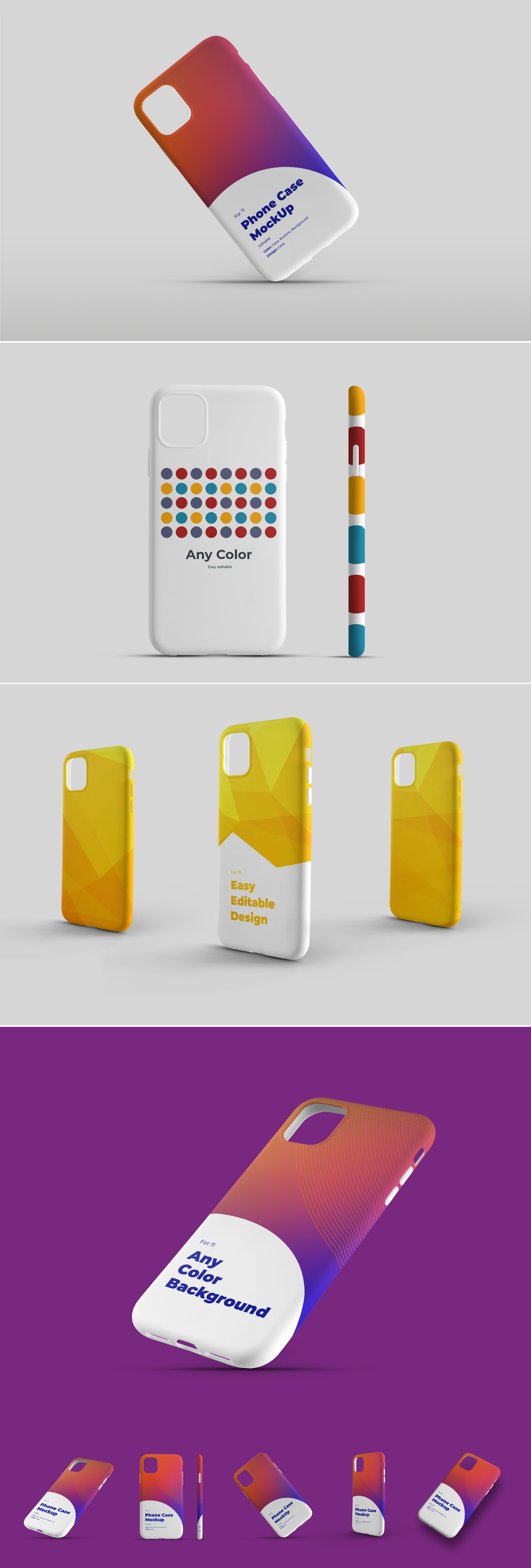 iPhone 11 Pro智能手机壳外观设计样机模板 Smartphone Phone Case Mockup Set_img_2