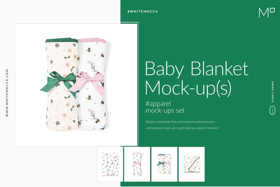 婴儿毛毯印花设计展示图样机模板集 Baby Blanket Mockups Set_img_2