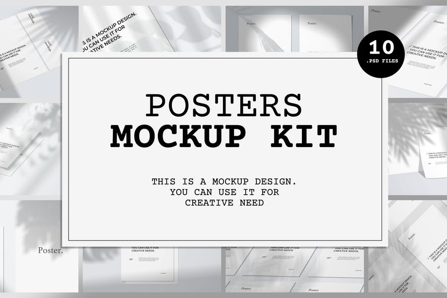 简约海报宣传单页设计展示效果图样机模板套装 Poster Mockup Kit_img_2