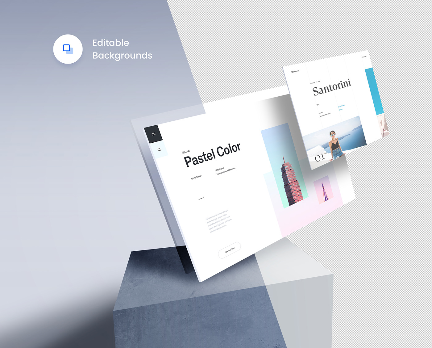 精美网页设计预览效果图PSD样机模板 The Screens 4 - Perspective PSD Mockup Template_img_2