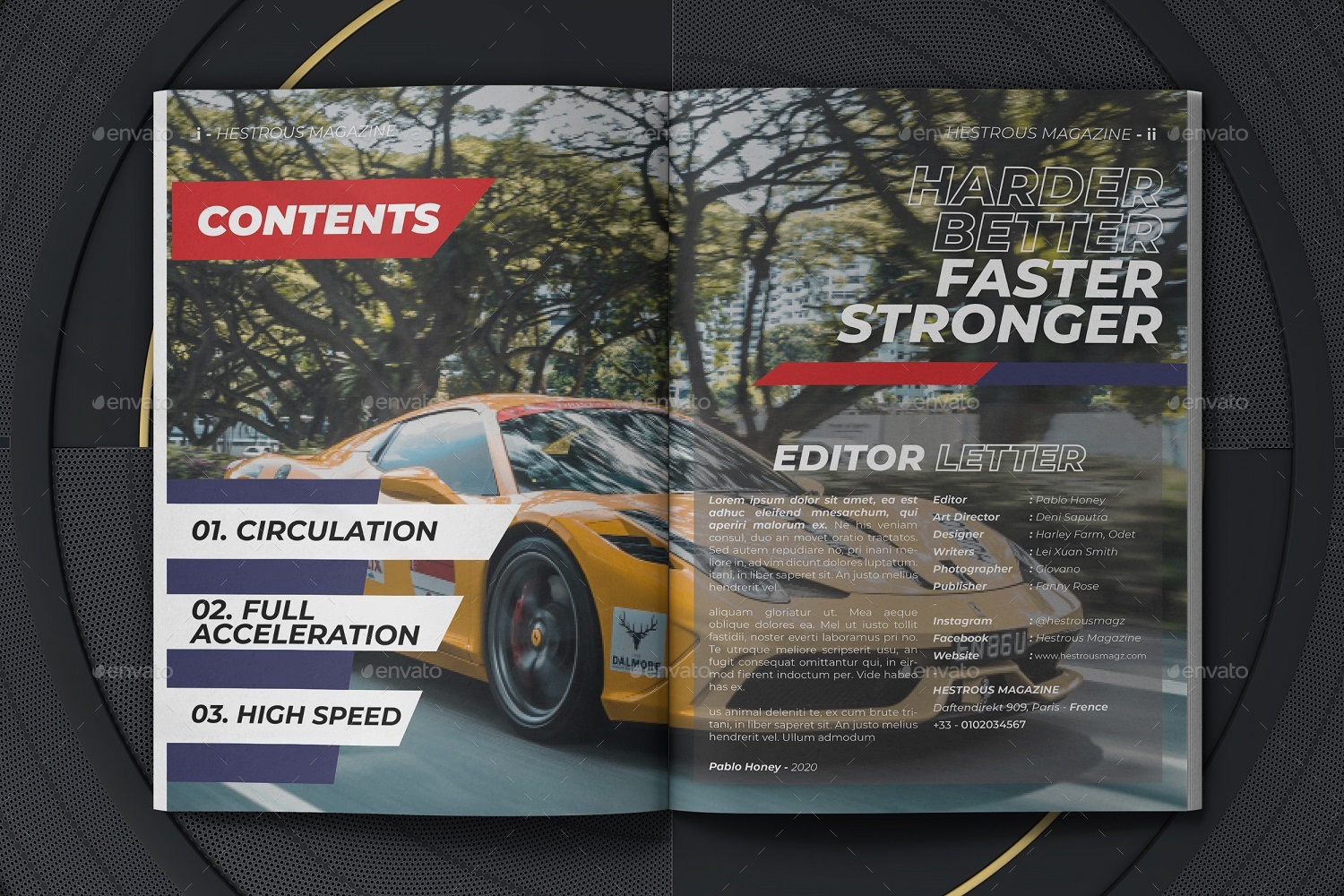 A4汽车主题宣传画册杂志设计INDD模板 Hestrous Automotive Magazine Template_img_2