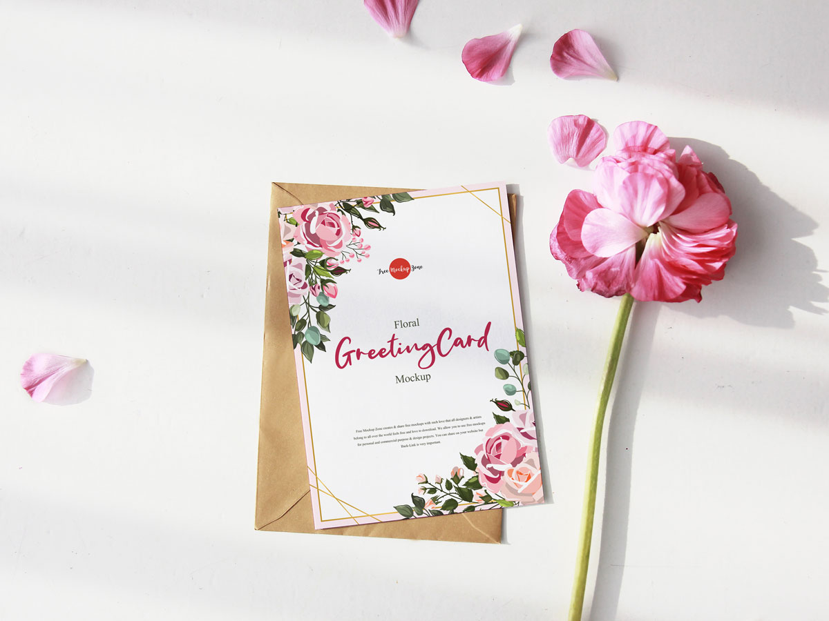 6款花卉装饰邀请函卡片购物袋设计样机PSD模板 6 Beautiful PSD Mockups With Floral Templates_img_2