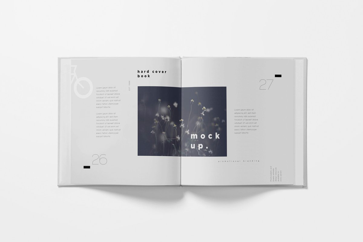 正方形精装书画册设计样机模板 Square Hardcover Book Mockups_img_2
