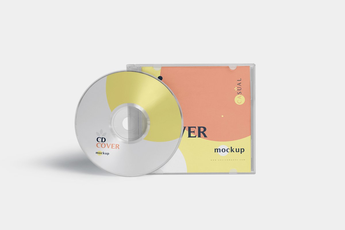 5个CD光盘包装盒封面设计效果图样机模板 5 CD Cover Mockups_img_2