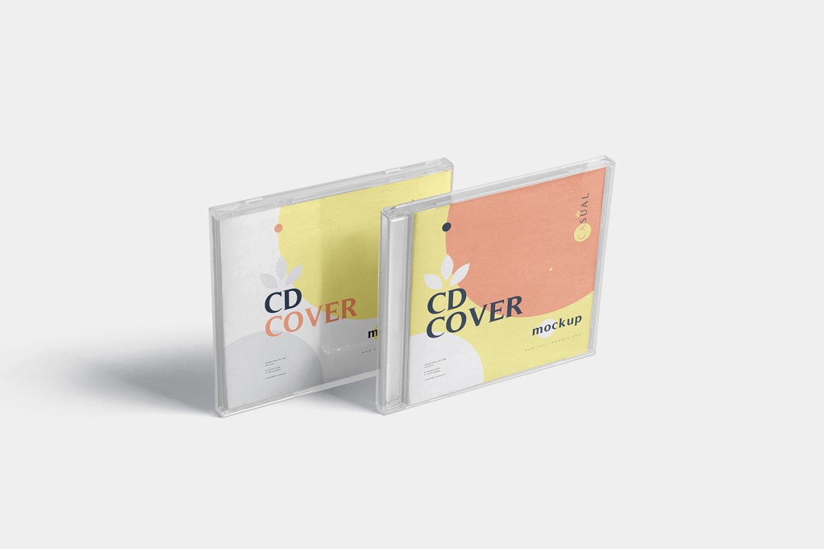 5个CD光盘包装盒封面设计效果图样机模板 5 CD Cover Mockups_img_2