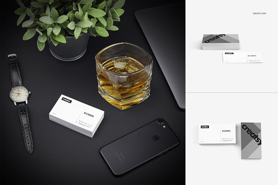 高端商务个人名片设计样机模板套装 Business Cards Mockup Set_img_2