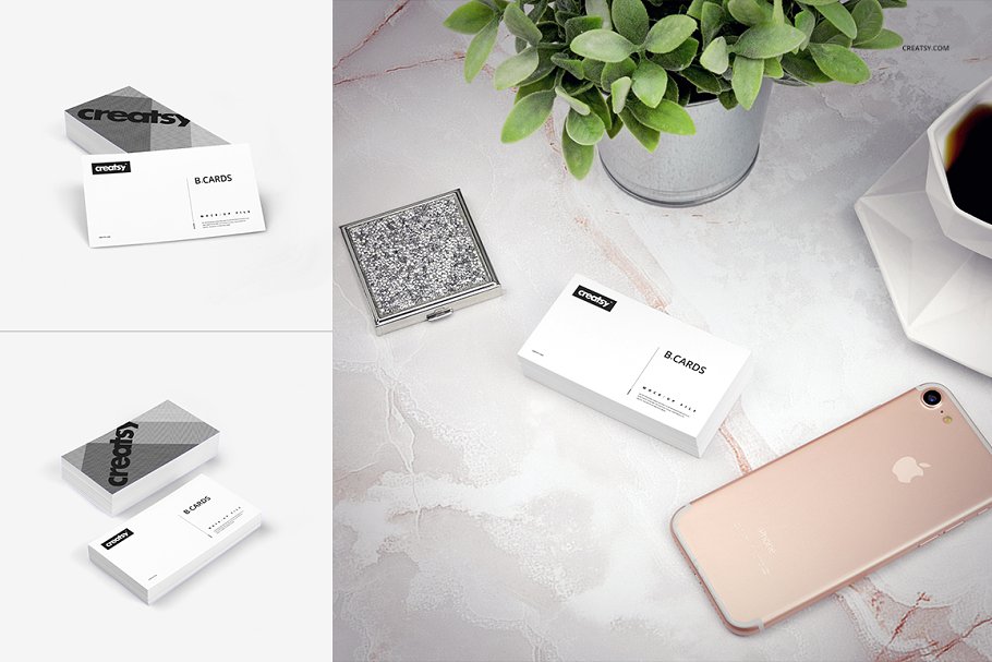 高端商务个人名片设计样机模板套装 Business Cards Mockup Set_img_2