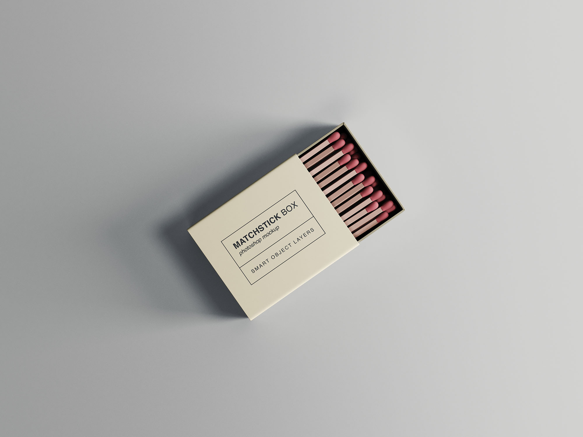 顶视图火柴盒外观设计预览效果图样机模板 Matchstick Box Mockup_img_2