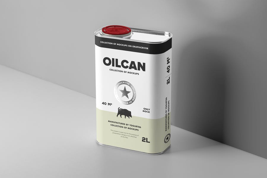 逼真汽油金属桶外观设计预览效果图样机模板 Oil Can Mockup_img_2