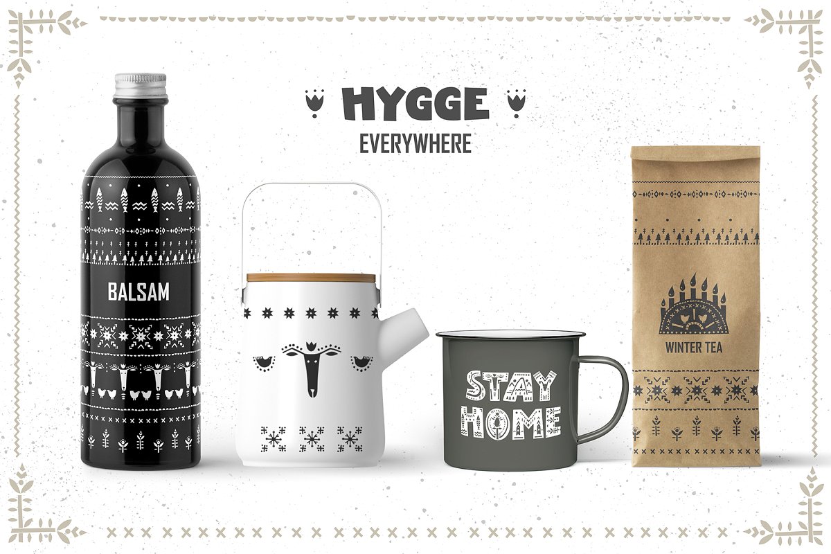 手绘斯堪的纳维亚风格动物花卉&几何图案设计素材 Endless Hygge - Graphic collection_img_2