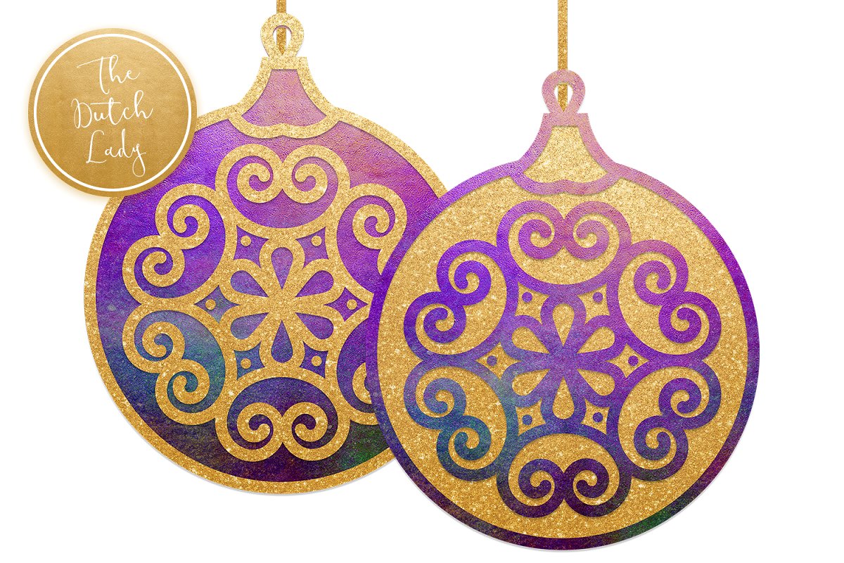 圣诞球手绘水彩剪贴画集 Christmas Balls Ornament Clipart Set_img_2