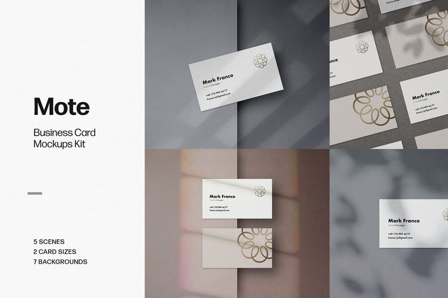 极简主义个人商务名片设计效果图样机模板 Mote Business Card Mockups_img_2