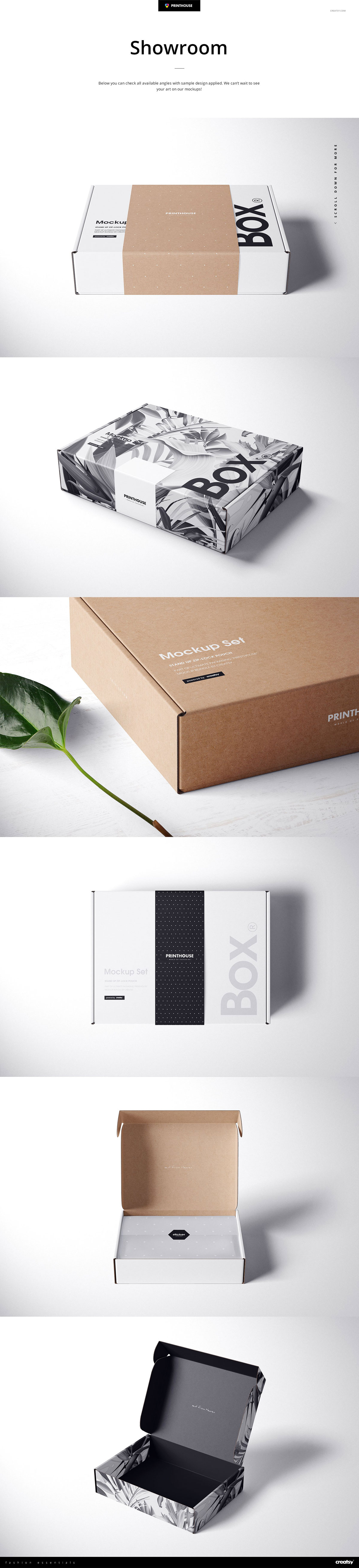 快递瓦楞纸包装盒外观设计效果图样机模板 Mailing Box Mockup Bundle_img_2