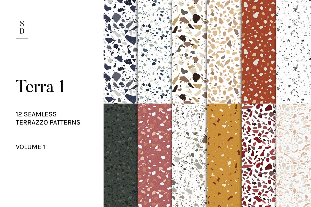 精美水磨石无缝矢量图案合集 Terrazzo Seamless Patterns - Terra 1_img_2