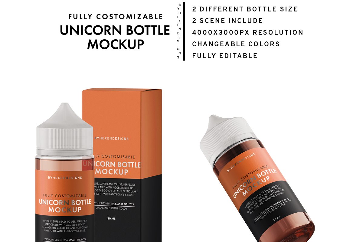 尖角瓶盖护肤品塑料瓶外观设计效果图样机模板 Unicorn Bottle Mockup_img_2