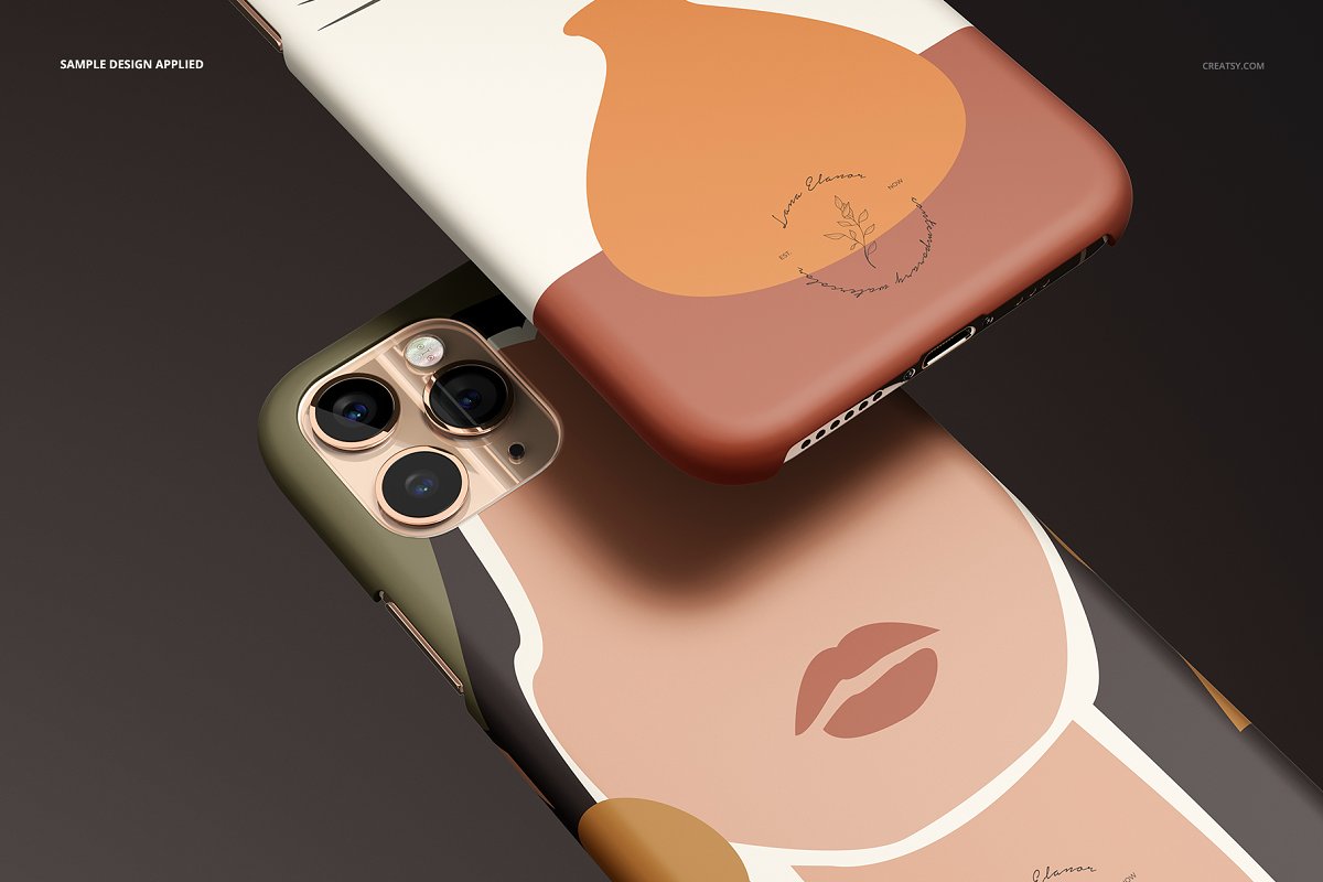 哑光磨砂Phone 11 Pro手机保护壳外观设计样机模板套装 iPhone 11 Pro Matte Snap Case Mockup_img_2