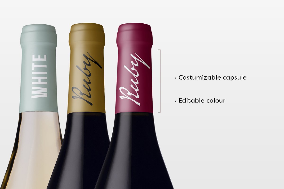 磨砂质感葡萄酒瓶外观设计效果图样机模板 Wine Bottle Mockups_img_2