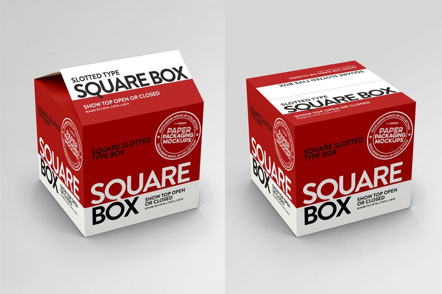 方形瓦楞纸包装盒包装外观设计效果图样机模板 Square Slotted-Type Paper Box Packaging Mockup_img_2