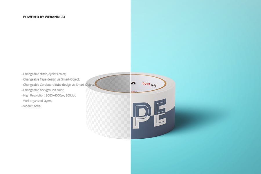 管道胶带图案设计效果图样机模板 Paper Duct Tape Mockup_img_2