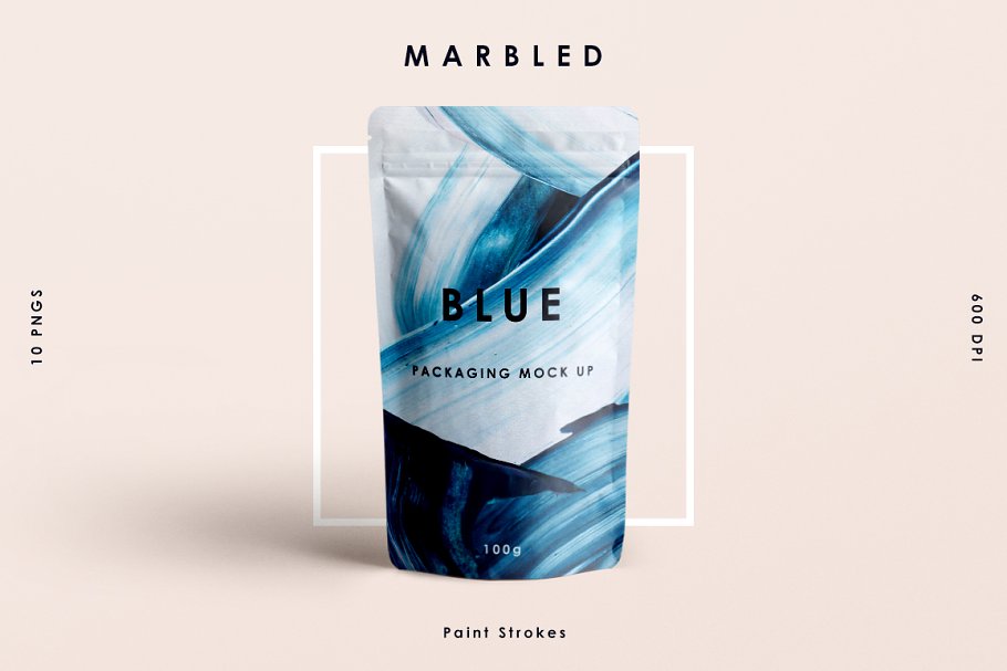 抽象蓝色笔刷绘画效果丙烯酸大理石纹理合集 Blue Marbled; Paint Strokes_img_2