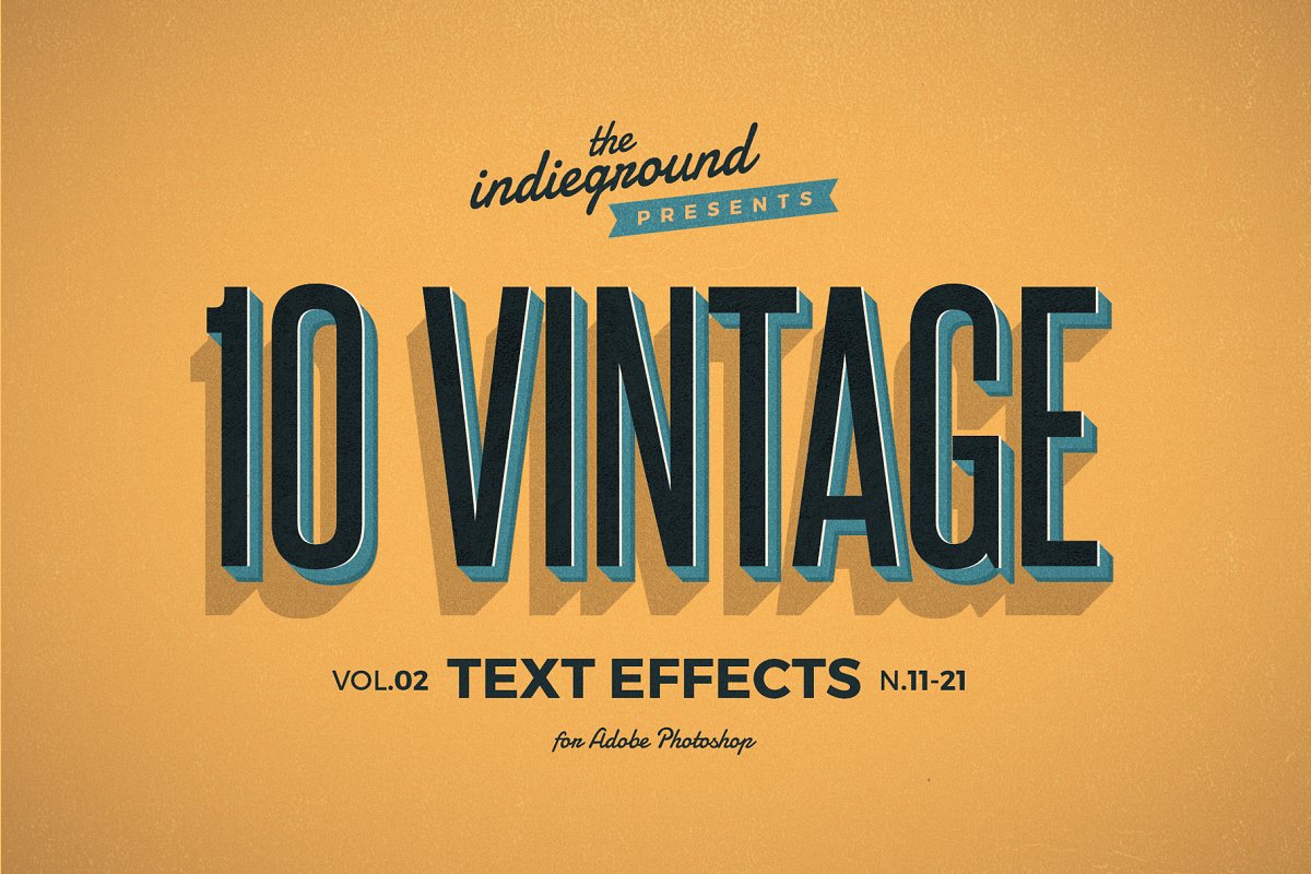 简约复古3D效果英文文字PS图层样式 Retro Text Effects Vol.2_img_2