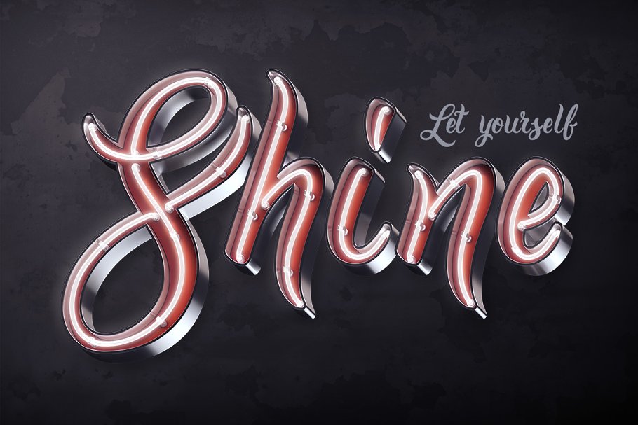 霓虹灯效果手写书法3D字母PS图层样式 Bright calligraphy PSD Font_img_2