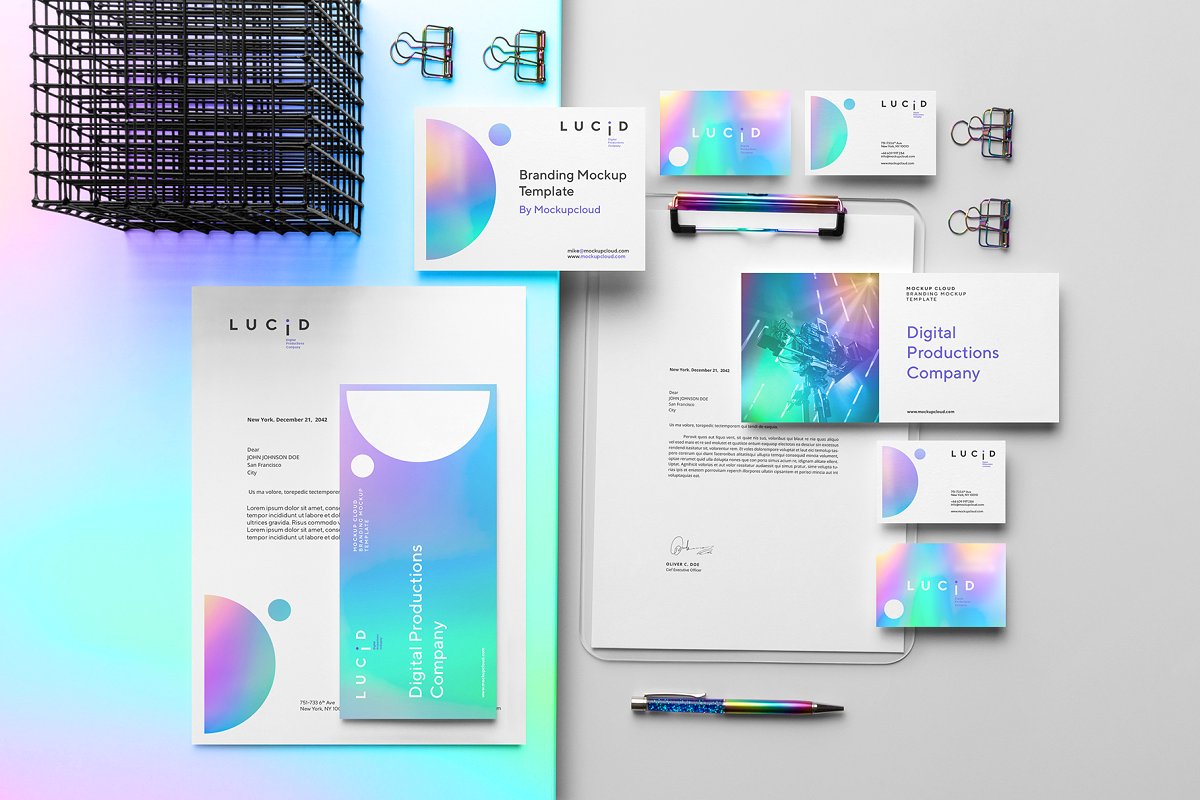 现代清新品牌VI标识设计办公文具展示效果图样机模板 Lucid Branding Mockup_img_2