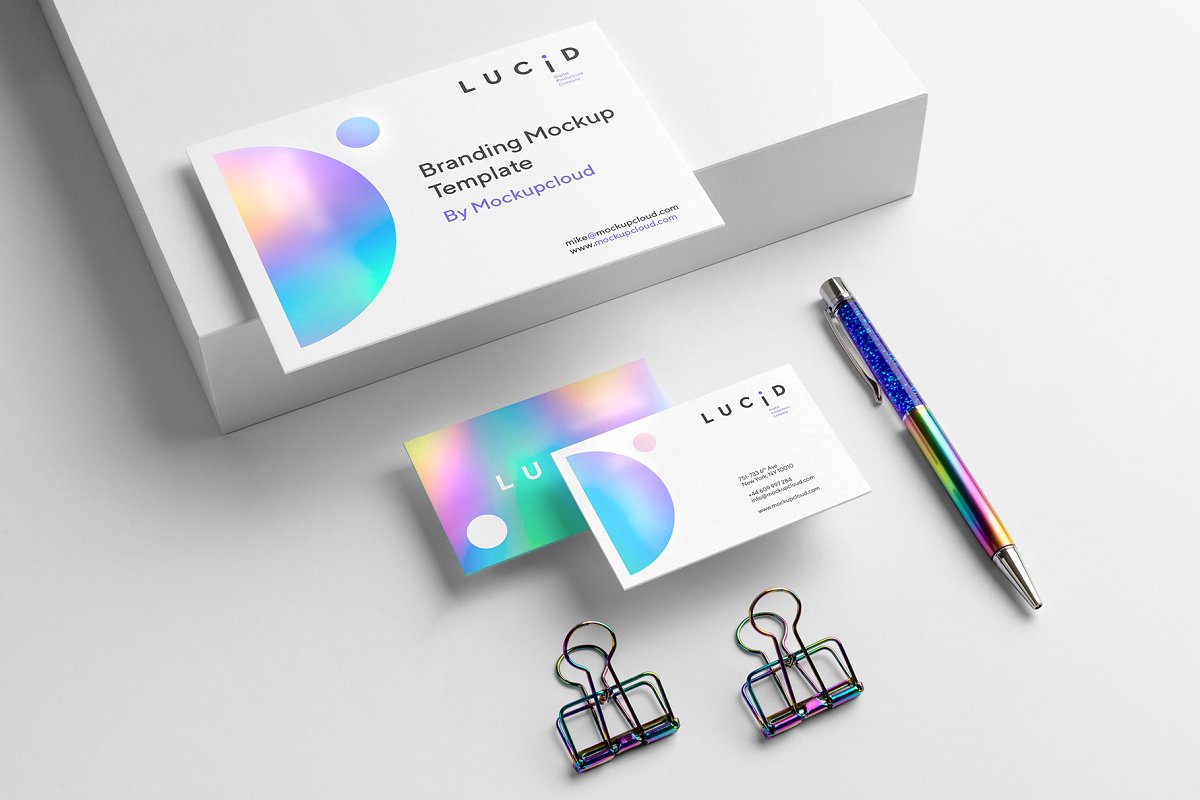 现代清新品牌VI标识设计办公文具展示效果图样机模板 Lucid Branding Mockup_img_2
