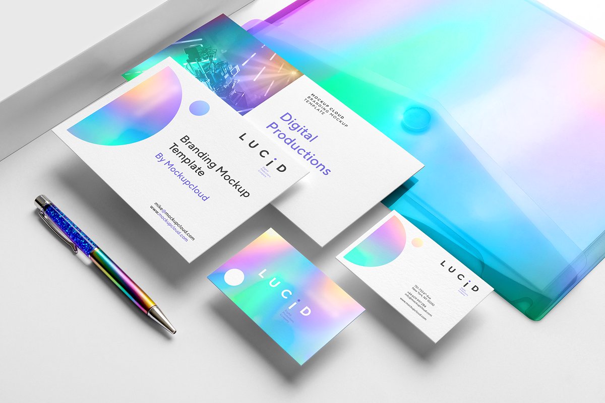 现代清新品牌VI标识设计办公文具展示效果图样机模板 Lucid Branding Mockup_img_2